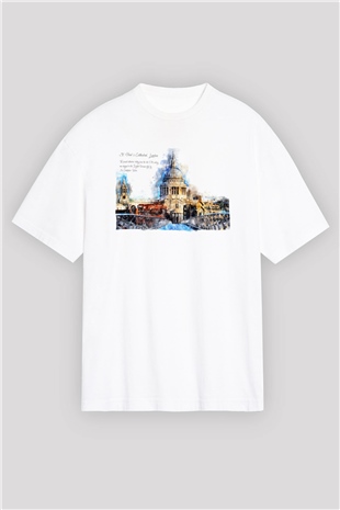 Aziz Paul Katedrali Beyaz Oversize Tişört Oversize T-shirt - TişörtFabrikası