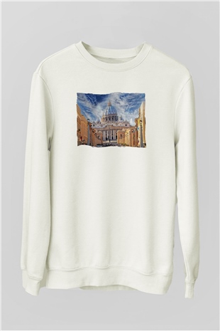 Aziz Petrus Bazilikası Beyaz Unisex Sweatshirt