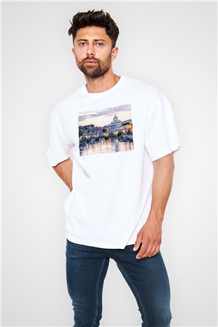 Aziz Petrus Bazilikası Beyaz Oversize Tişört Oversize T-shirt - TişörtFabrikası