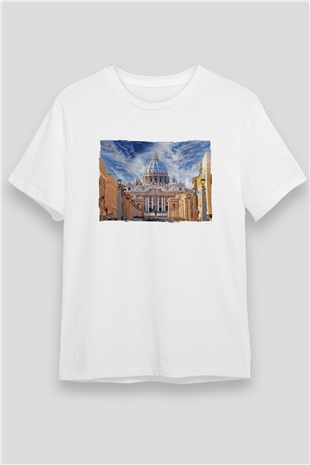 Aziz Petrus Bazilikası Beyaz Unisex Tişört T-Shirt - TişörtFabrikası