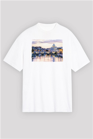 Aziz Petrus Bazilikası Beyaz Oversize Tişört Oversize T-shirt - TişörtFabrikası