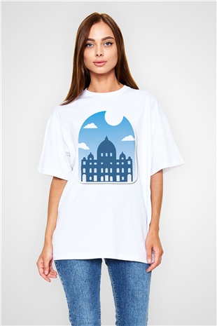 Aziz Petrus Bazilikası Beyaz Oversize Tişört Oversize T-shirt - TişörtFabrikası