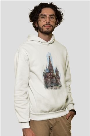 Aziz Vasil Katedrali Beyaz Unisex Hoodie
