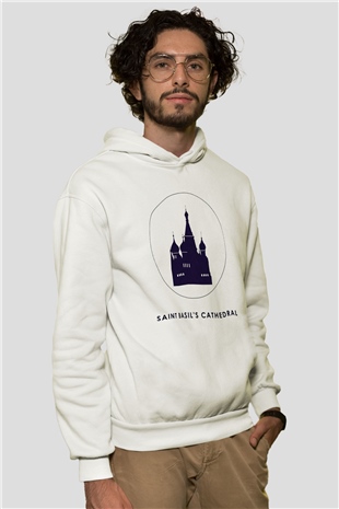 Aziz Vasil Katedrali Beyaz Unisex Hoodie