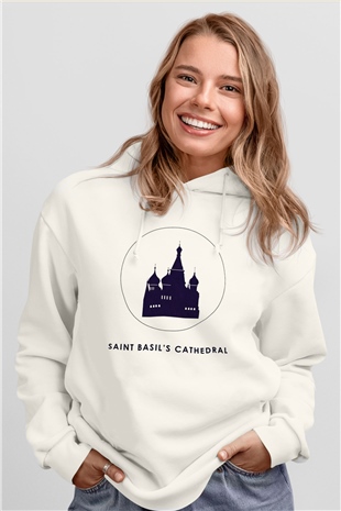 Aziz Vasil Katedrali Beyaz Unisex Hoodie