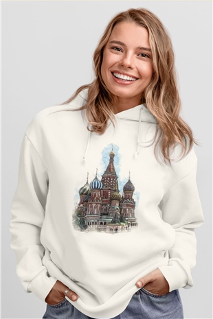 Aziz Vasil Katedrali Beyaz Unisex Hoodie