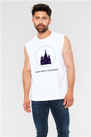 Aziz Vasil Katedrali Beyaz Unisex Kolsuz Tişört