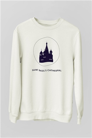 Aziz Vasil Katedrali Beyaz Unisex Sweatshirt