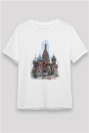 Aziz Vasil Katedrali Beyaz Unisex Tişört T-Shirt - TişörtFabrikası