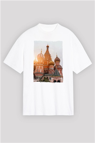 Aziz Vasil Katedrali Beyaz Oversize Tişört Oversize T-shirt - TişörtFabrikası
