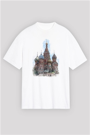 Aziz Vasil Katedrali Beyaz Oversize Tişört Oversize T-shirt - TişörtFabrikası