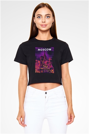 Aziz Vasil Katedrali Siyah  Crop Top Tişört