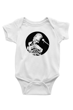 B.B. King Baskılı Beyaz Unisex Bebek Body - Zıbın