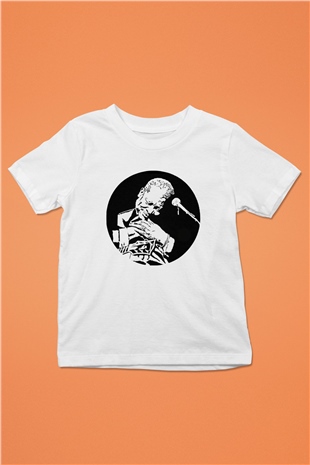 B.B. King Baskılı Beyaz Unisex Çocuk Tişört