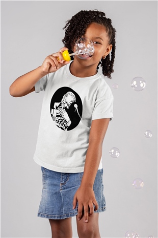 B.B. King Baskılı Beyaz Unisex Çocuk Tişört