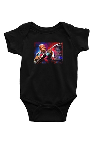 B.B. King Baskılı Siyah Bebek Body - Zıbın