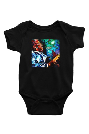 B.B. King Baskılı Siyah Bebek Body - Zıbın