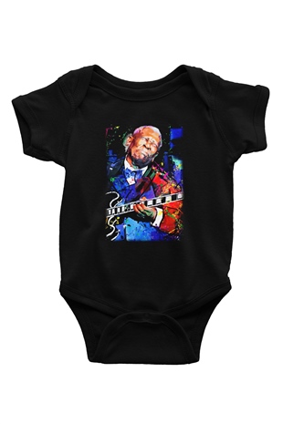 B.B. King Baskılı Siyah Bebek Body - Zıbın