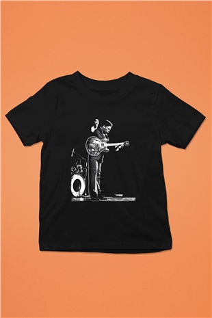 B.B. King Baskılı Siyah Unisex Çocuk Tişört