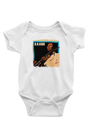 B.B. King Baskılı Unisex Beyaz Bebek Body - Zıbın