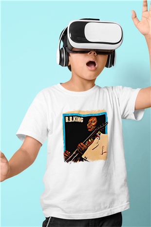 B.B. King Baskılı Unisex Beyaz Çocuk Tişört