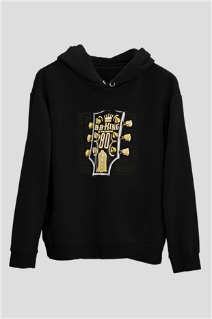 B.B. King Baskılı Unisex Siyah Hoodie
