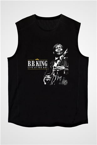 B.B. King Baskılı Unisex Siyah Kolsuz Tişört