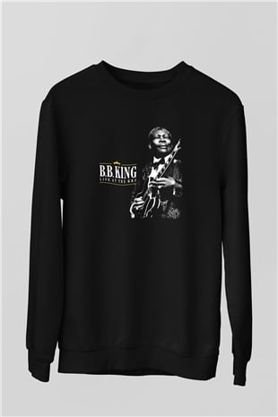 B.B. King Baskılı Unisex Siyah Sweatshirt