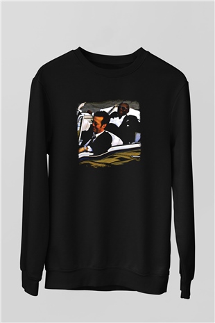 B.B. King Baskılı Unisex Siyah Sweatshirt
