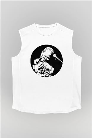 B.B. King Beyaz Unisex Kolsuz Tişört