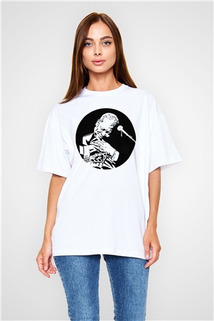 B.B. King Beyaz Unisex Oversize Tişört T-Shirt