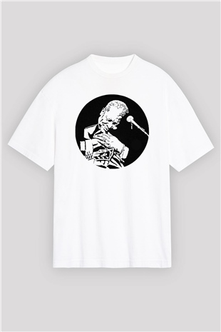 B.B. King Beyaz Unisex Oversize Tişört T-Shirt