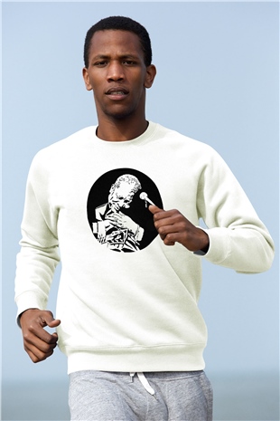 B.B. King Beyaz Unisex Sweatshirt