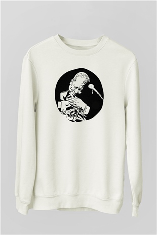 B.B. King Beyaz Unisex Sweatshirt