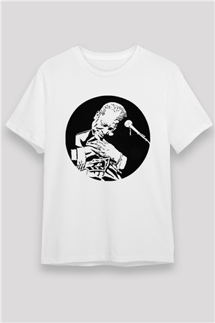 B.B. King Beyaz Unisex Tişört T-Shirt - TişörtFabrikası