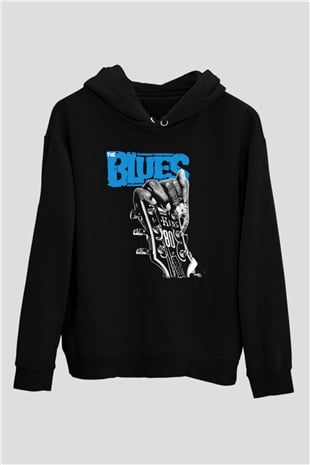 B.B. King Siyah Unisex Kapüşonlu Sweatshirt