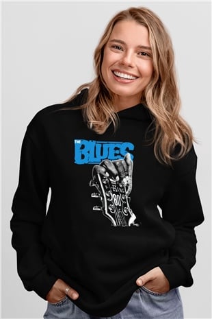 B.B. King Siyah Unisex Kapüşonlu Sweatshirt