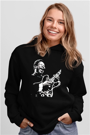 B.B. King Siyah Unisex Kapüşonlu Sweatshirt