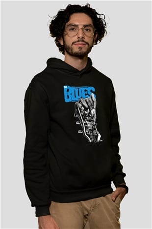 B.B. King Siyah Unisex Kapüşonlu Sweatshirt