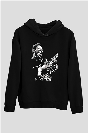 B.B. King Siyah Unisex Kapüşonlu Sweatshirt