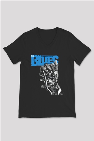 B.B. King Siyah Unisex V Yaka Tişört
