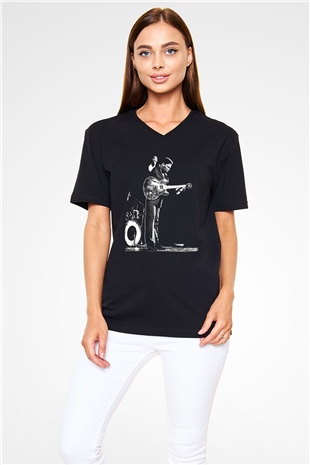B.B. King Siyah Unisex V Yaka Tişört T-Shirt