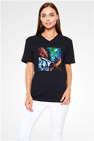 B.B. King Siyah Unisex V Yaka Tişört T-Shirt