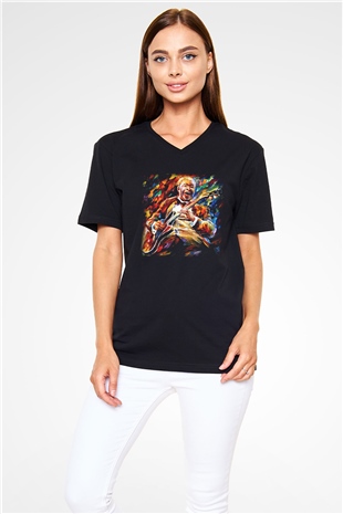 B.B. King Siyah Unisex V Yaka Tişört T-Shirt