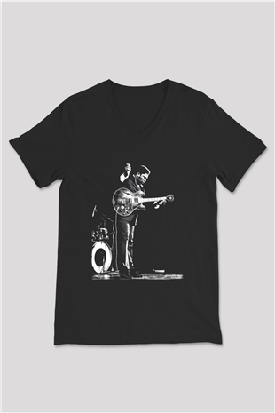 B.B. King Siyah Unisex V Yaka Tişört T-Shirt