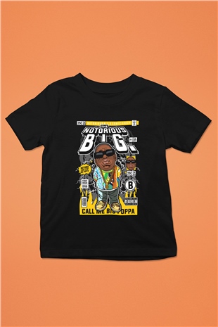 B.I.G Baskılı Unisex Siyah Çocuk Tişört