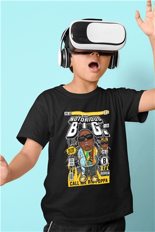 B.I.G Baskılı Unisex Siyah Çocuk Tişört