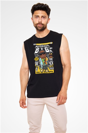 B.I.G Baskılı Unisex Siyah Kolsuz Tişört