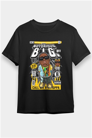 B.I.G Baskılı Unisex Siyah Tişört