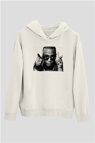 B.o.B Beyaz Unisex Kapüşonlu Sweatshirt